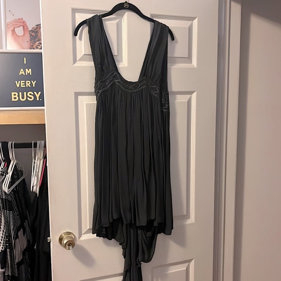 TOPSHOP BOUTIQUE GRAY GRECIAN EMBROIDERED ASYMMETRICAL MINI DRESS SIZE US 12 - Picture 5 of 7